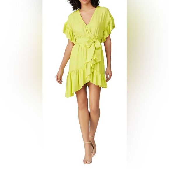 NISSA Ruffled Faux Wrap Dress Size 6 - Picture 1 of 8